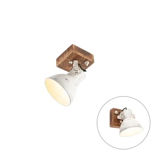 Weißer QAZQA Spot mit Mangoholz, 18 cm. Deckenleuchte für Esszimmer, Büro, Küche, Schlafzimmer.