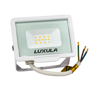 LUXULA LED Strahler 10W 1000lm Fluter 3000K Warmweiß Flutlichtstrahler Slim Design Außenstrahler IP65 Wetterfest und Robuster Baustrahler Weiß