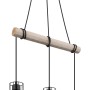 Globo Hängeleuchte Mina, 3-flammig, Holz/Schwarz, Pendelleuchte mit Holzstamm und schwarzen Metallschirmen.