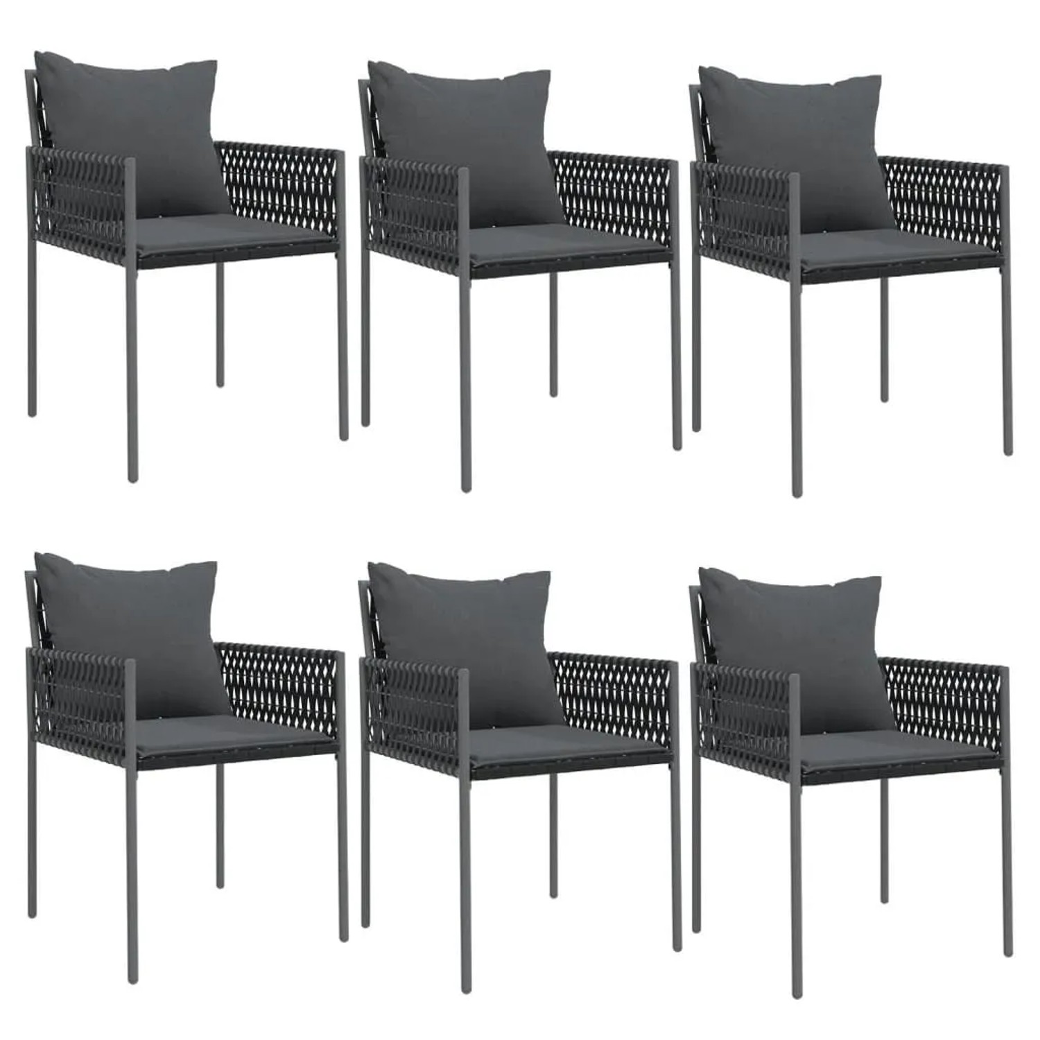 Furnicato Gartenstühle Mit Kissen 6 Stk Schwarz 54x61x83 Cm Poly Rattan
