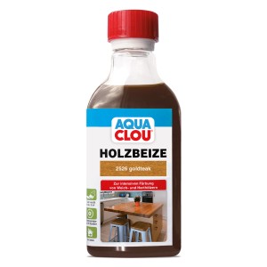 Aqua Clou Holzbeize Goldteak, 250ml Flasche. Ideal zum Färben von Holz.