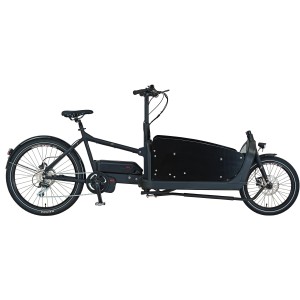 Schwarzes Prophete E-Bike Cargo mit Transportbox, 20/26 Zoll. Ideal für Lasten und Alltag.