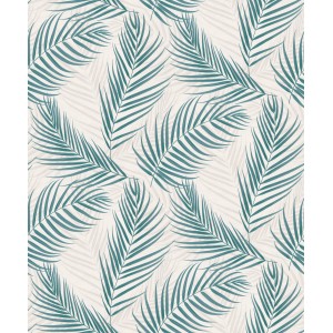 Erismann Vliestapete mit blaugrünen Palmblättern auf beigem Grund, Fashion for Walls 3.