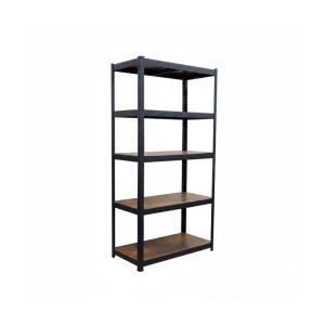 Relaxdays Schwerlastregal Stahl MDF Schwarz Braun Teilbar 180 cm x 90 cm x 45 cm 14,1 kg