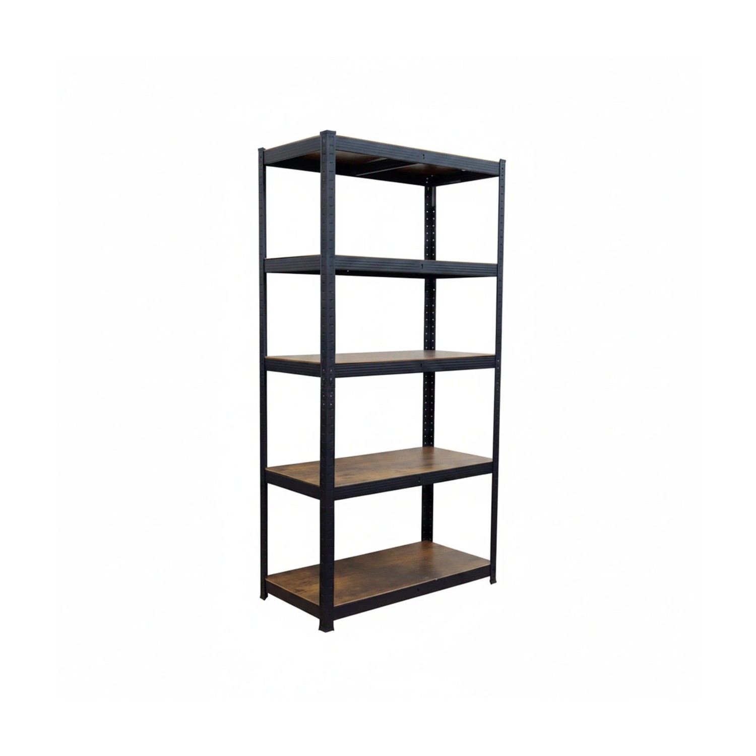 Relaxdays Schwerlastregal Stahl MDF Schwarz Braun Teilbar 180 cm x 90 cm x 45 cm 14,1 kg
