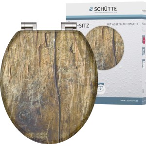 Schütte WC-Sitz Solid Wood mit Absenkautomatik, MDF Holz in Holzoptik.