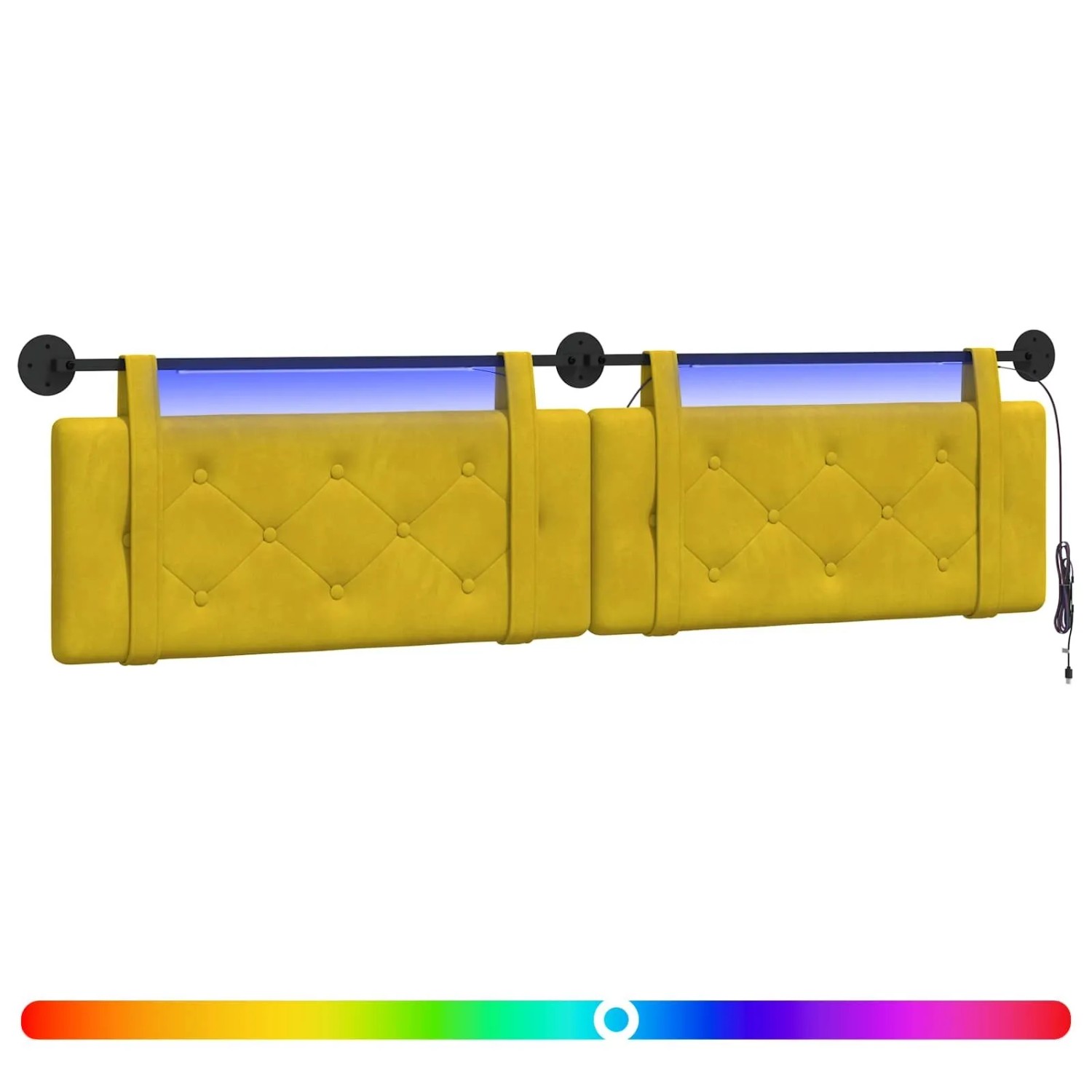 vidaXL Hängendes Kopfteil Mit LED Licht Gelb Samt 3424252