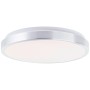 Runde, dimmbare LED-Deckenleuchte Livius, Aluminium/Weiß, 33 cm Durchmesser.