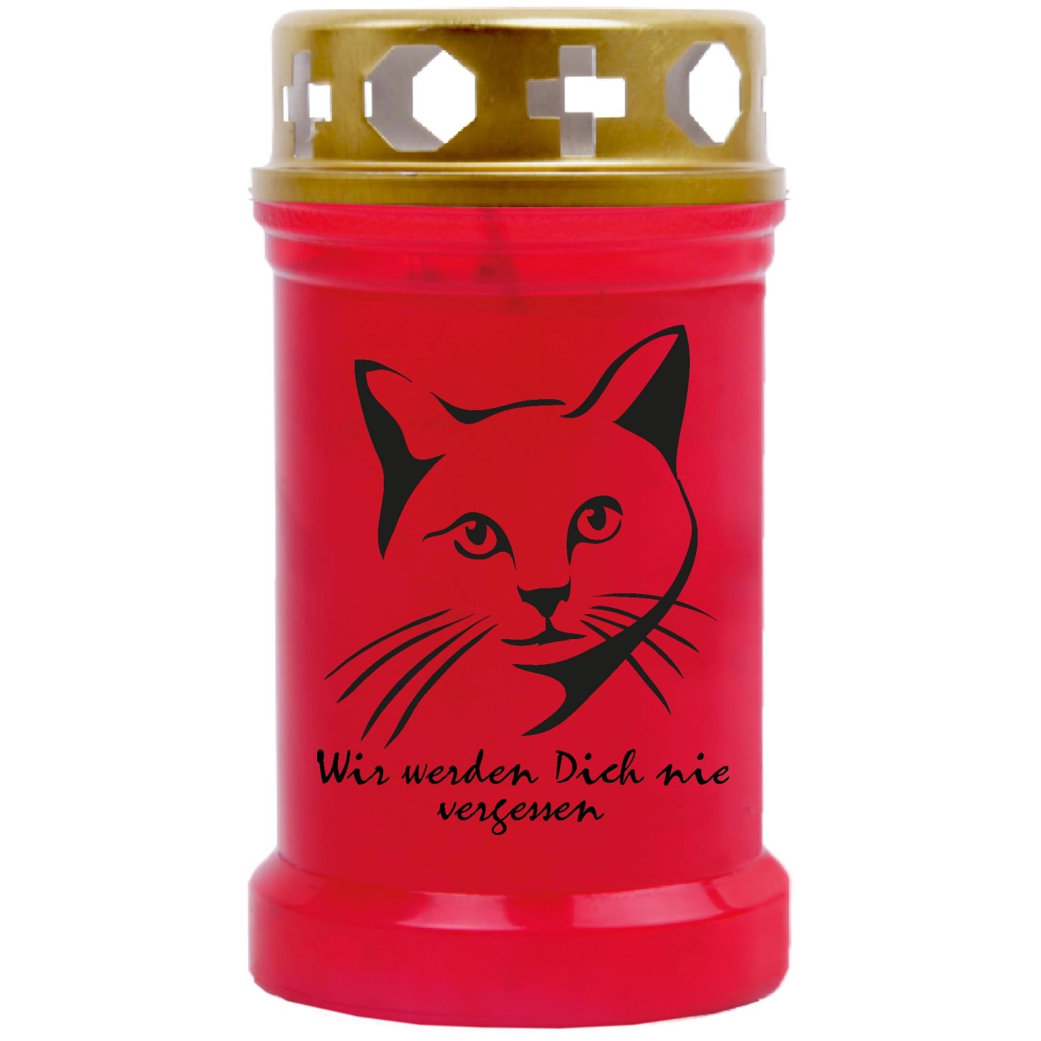 HS Candle Grabkerze Rot 40h Inkl. Deckel Gold Katze 3 günstig online kaufen