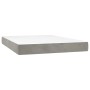 Hellgraues vidaXL Boxspringbett 140x200 cm mit Matratze und Samtbezug.