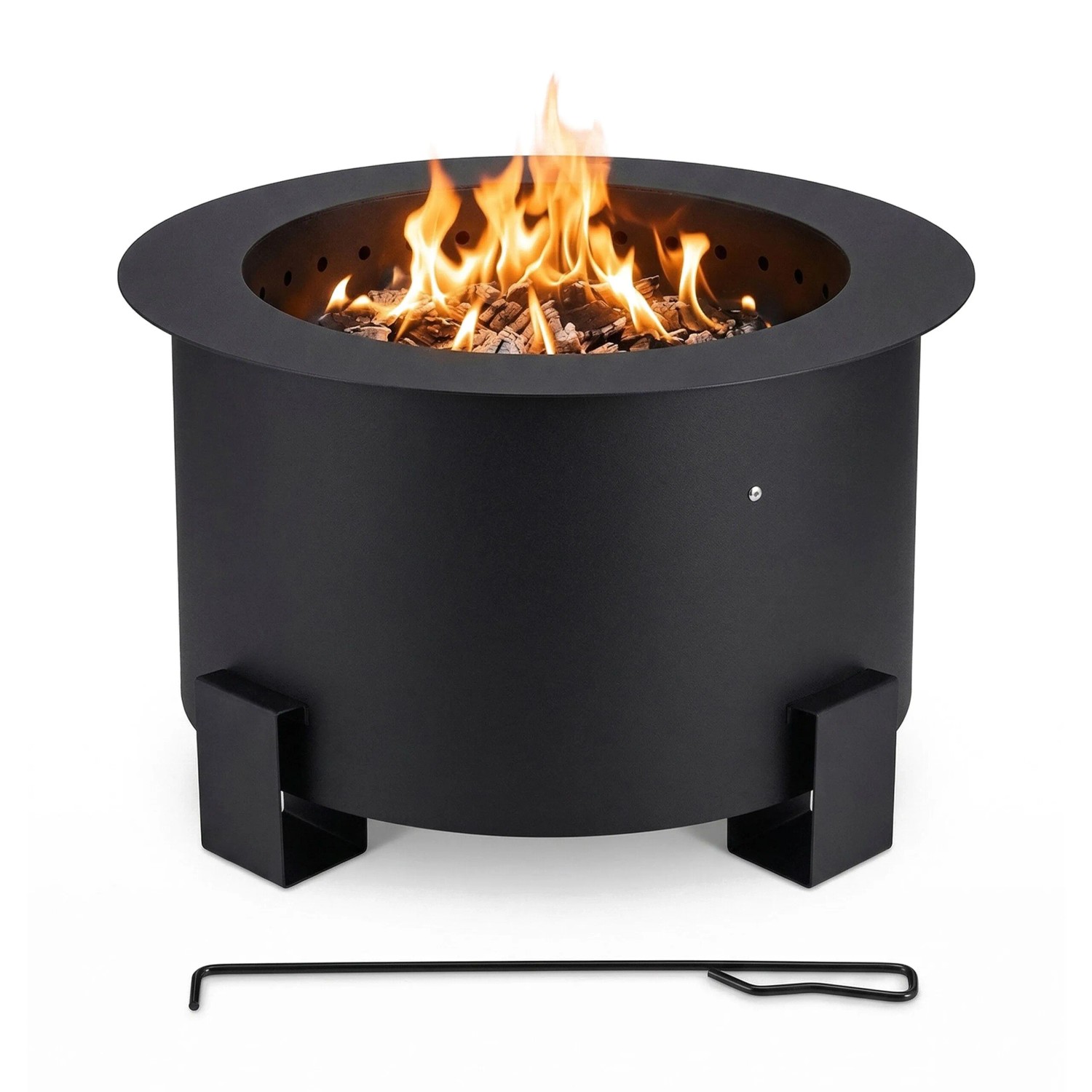 Relaxdays Feuerschale Stahl Schwarz Doppelwandig Raucharm 34 cm x 56 cm 10,2 kg