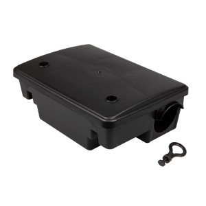 Windhager Maus- und Rattenbox 2-in-1, schwarze Köderbox mit Schlüssel zur sicheren Schädlingsbekämpfung.