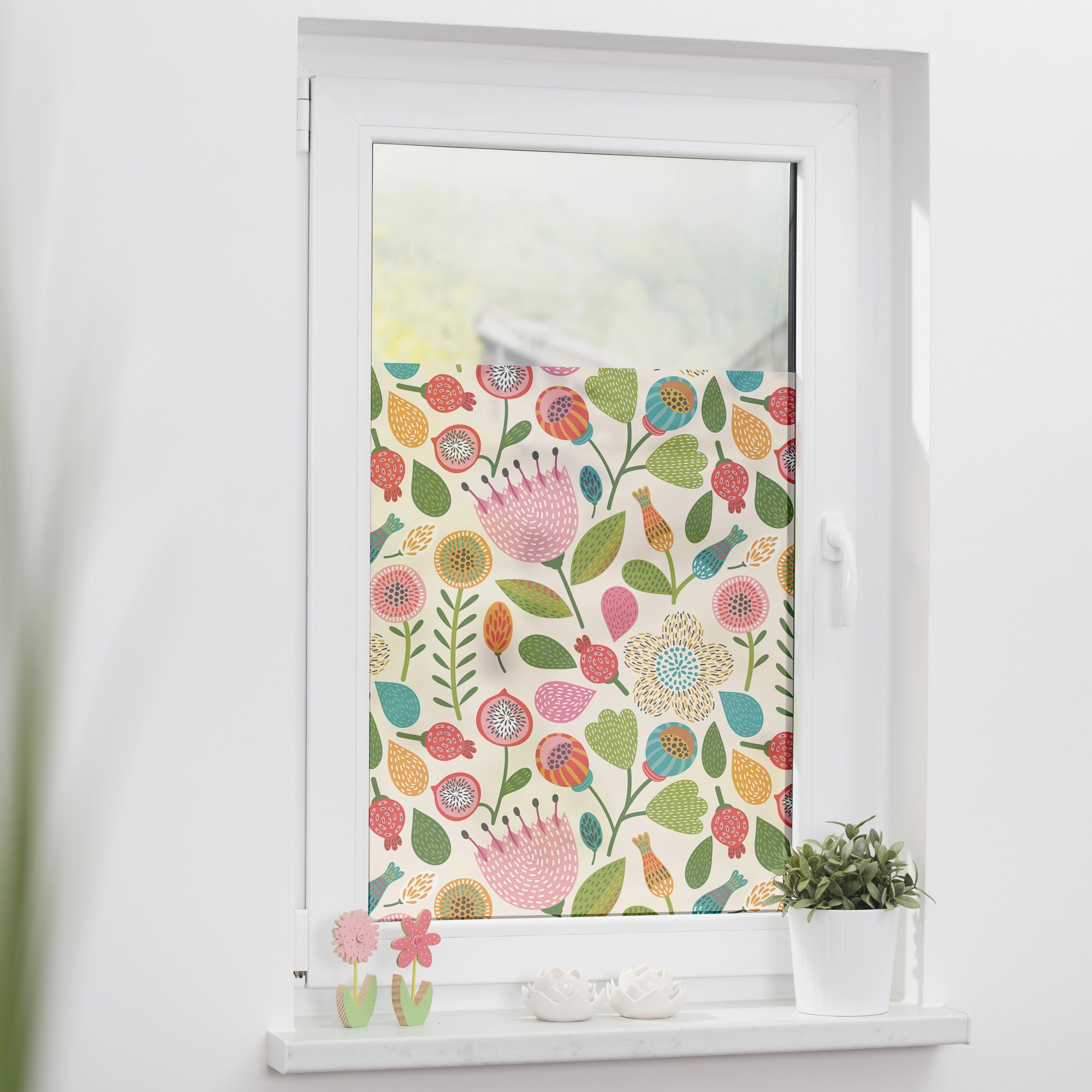 Lichtblick Fensterfolie selbstklebend mit Sichtschutz Blumen Bunt kaufen  bei OBI