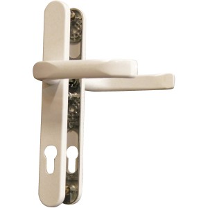 Weiße Alpertec Schmalrahmengarnitur für Haustüren, Drücker/Drücker