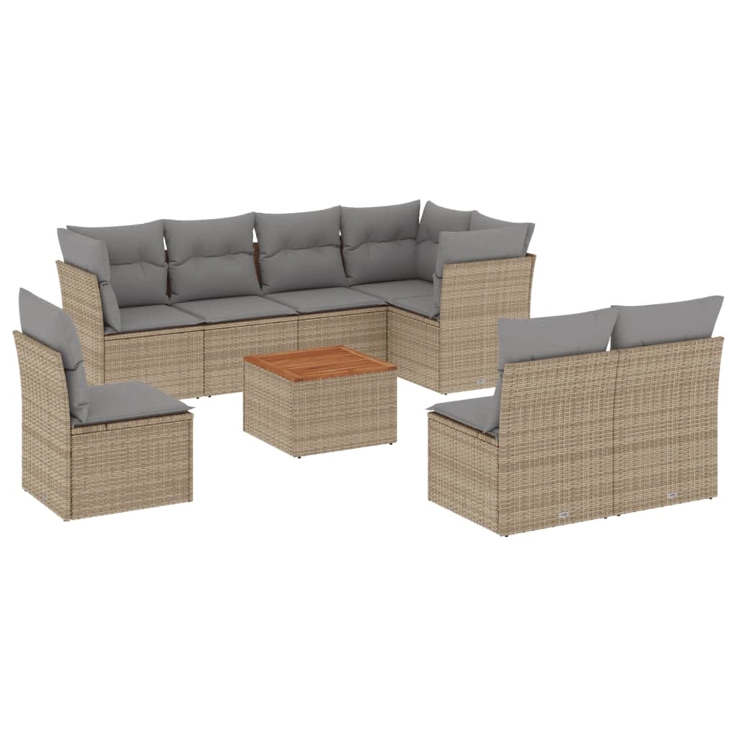 vidaXL 9-tlg Garten-Sofagarnitur mit Kissen Beige Poly Rattan Modell 73 günstig online kaufen