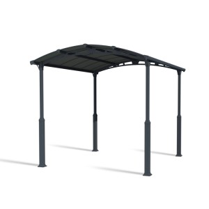 Grauer Canopia Carport Alpine 435x359 cm mit Polycarbonat-Dach und Stahlrahmen.