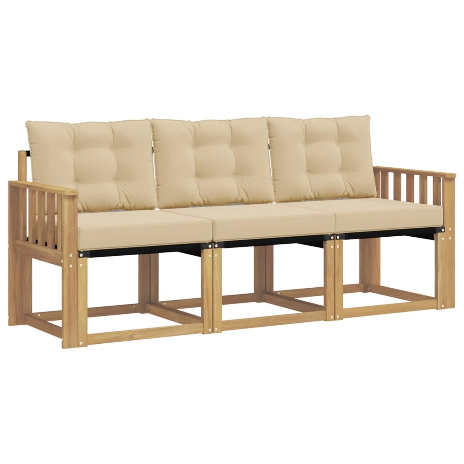 vidaXL Outdoor-Sofagarnitur mit Kissen 3-Tlg Weiß und Beige 3389163