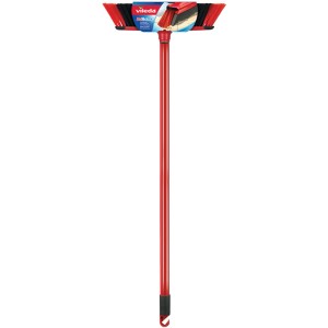 Vileda DuActiva Zimmerbesen mit Teleskopstiel, rote Borsten und Mikroschaum für die Innenreinigung.