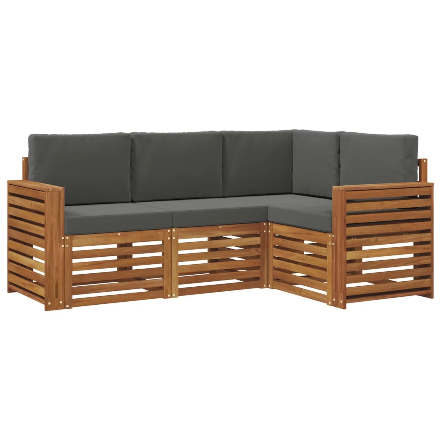vidaXL Sofagarnituren 4 Tlg Natur und Anthrazit Massivholz Akazie 3374737