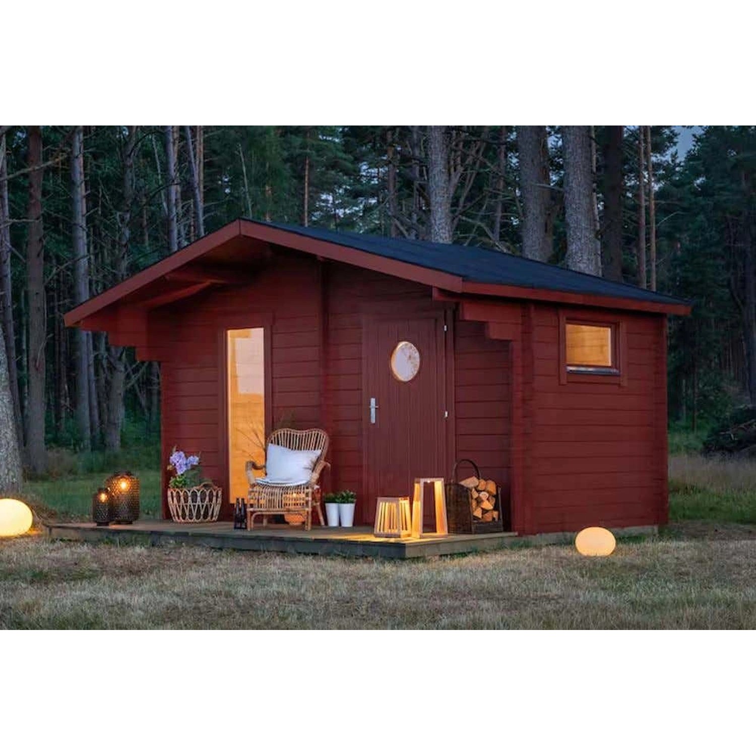 Polhus Gartensauna Vinja Naturbelassen 454 cm x 377 cm Bausatz günstig online kaufen