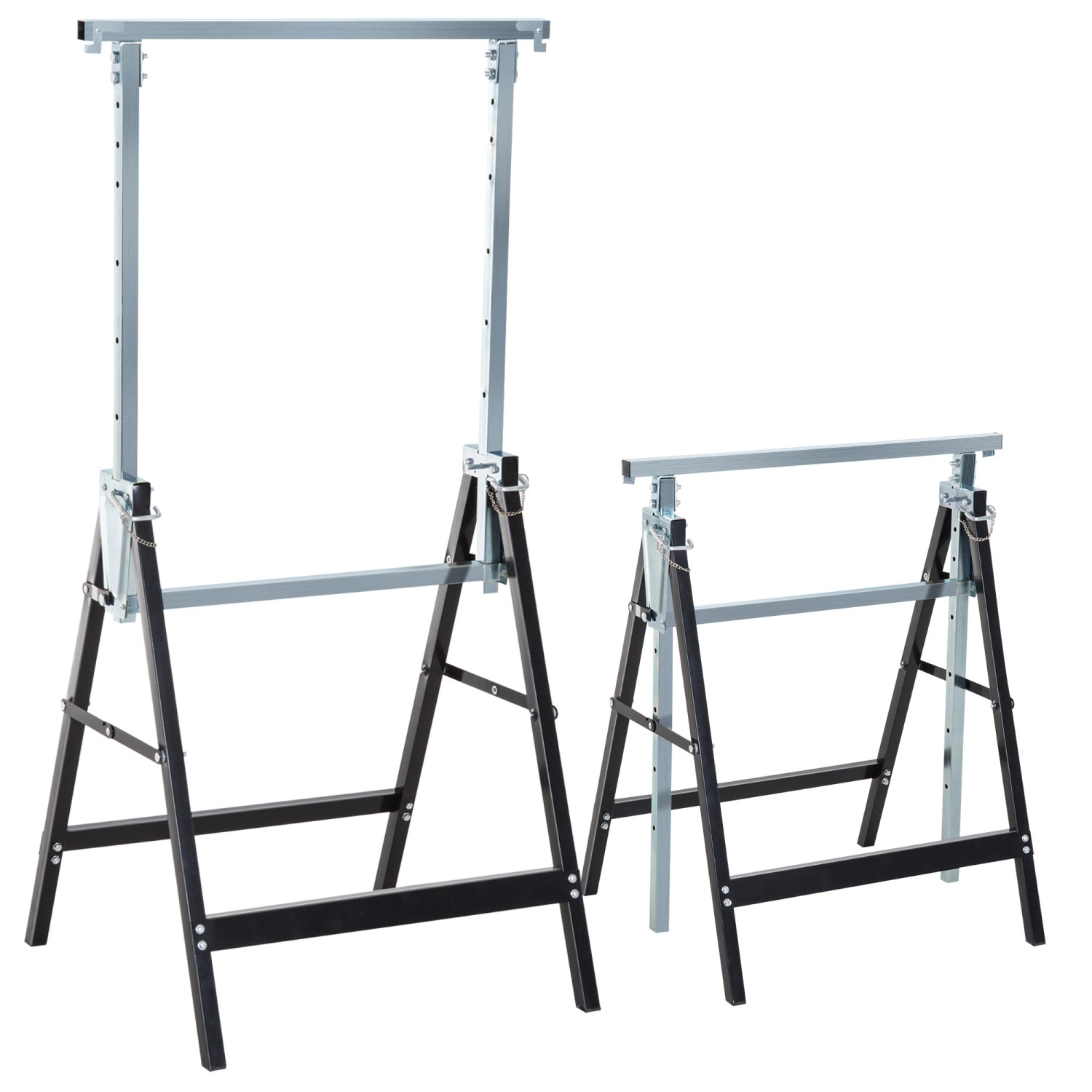 HOMCOM Arbeitsbock Unterstellbock Stahl Schwarz 68L x 58B x 80-130H cm