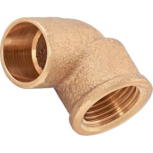 Löt-Winkel aus Rotguss, 90 Grad, Ø 18 mm x 18,6 mm (Rp 1/2) für Kupferrohre.