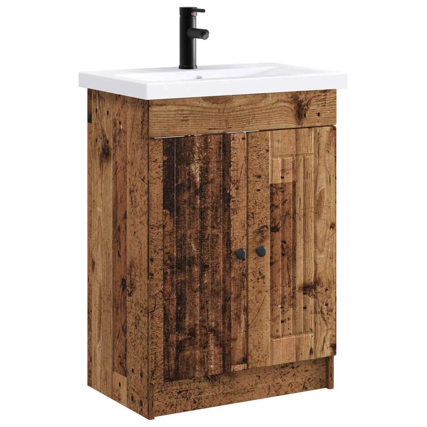 vidaXL Badezimmermöbel-Set Altholz 56 x 37,5 x 81 cm Holzwerkstoff 3404192