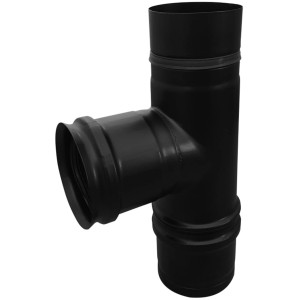 Firefix T-Stück für Pelletofenrohr, schwarz, 80 mm Durchmesser.