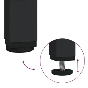 Detailaufnahme: Verstellbare Füße des schwarzen vidaXL Konsolentischs für optimalen Stand.
