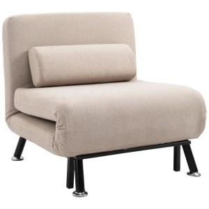 HOMCOM Schlafsessel Stahl Polyester Beige 75L x 70B x 75H cm