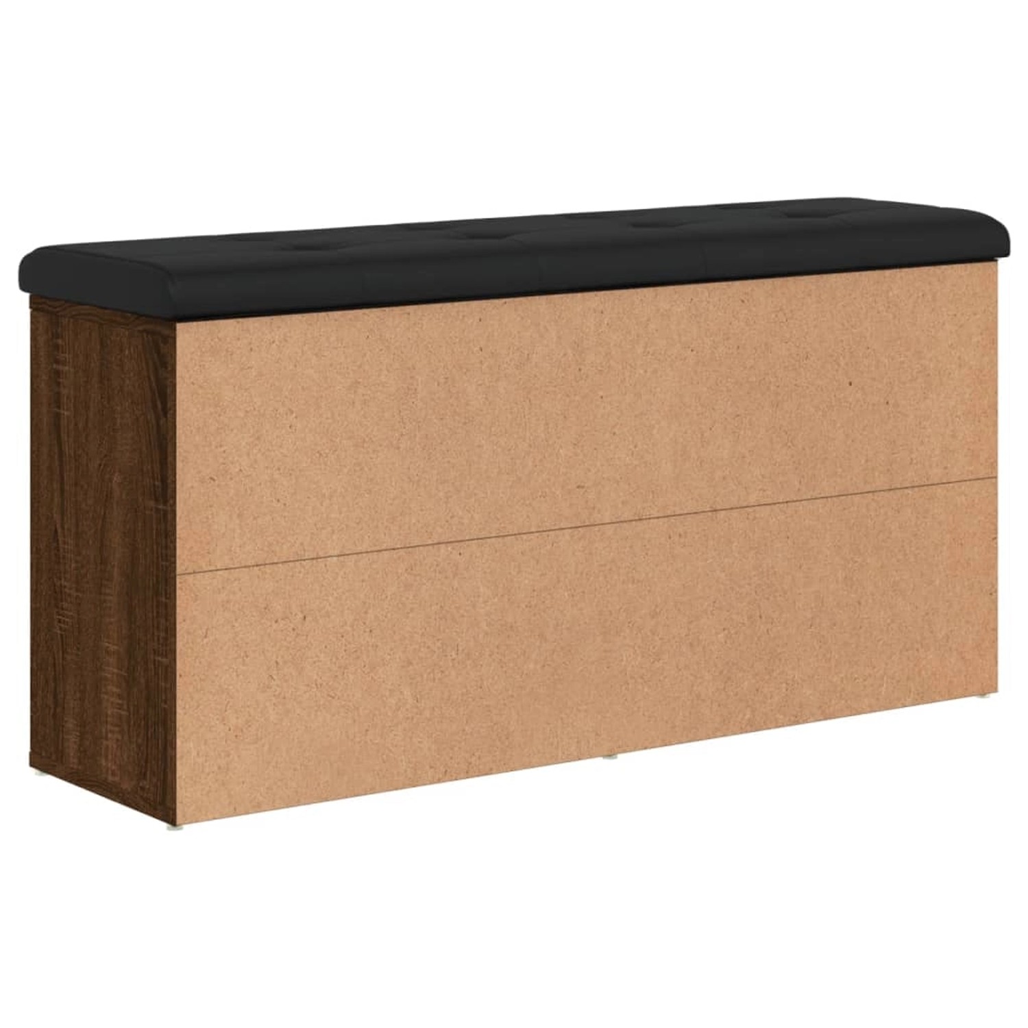 vidaXL Schuhbank in Braun Eichen-Optik mit schwarzem Sitzkissen, Möbel für Flur und Wohnzimmer.