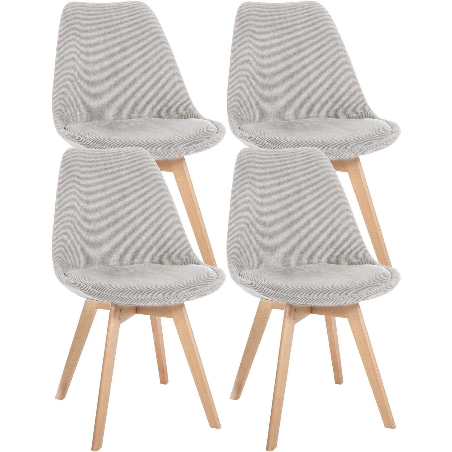 CLP 4er Set Esszimmerstuhl Linares beige/Cord