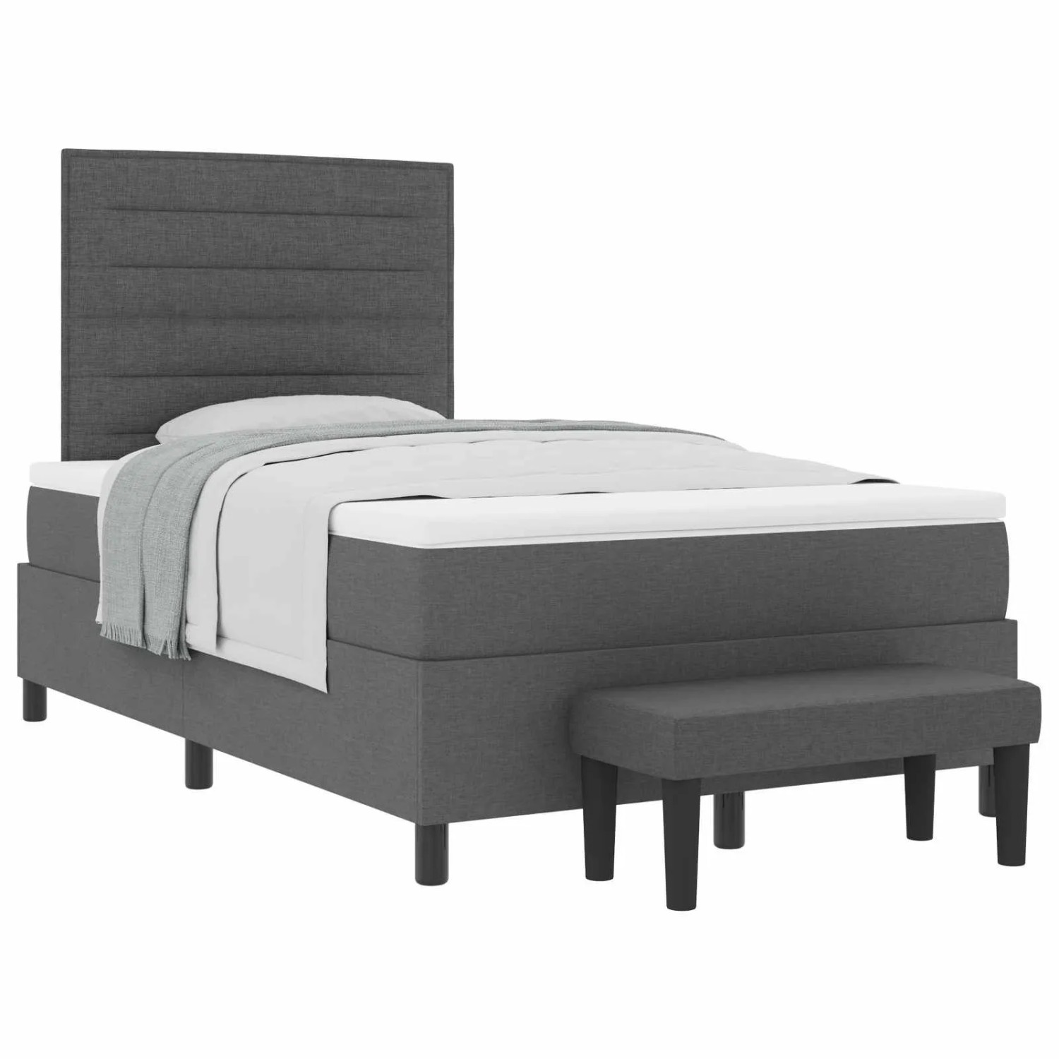 vidaXL Boxspringbett mit Matratze Dunkelgrau 120 x 190 cm Stoff 3343975