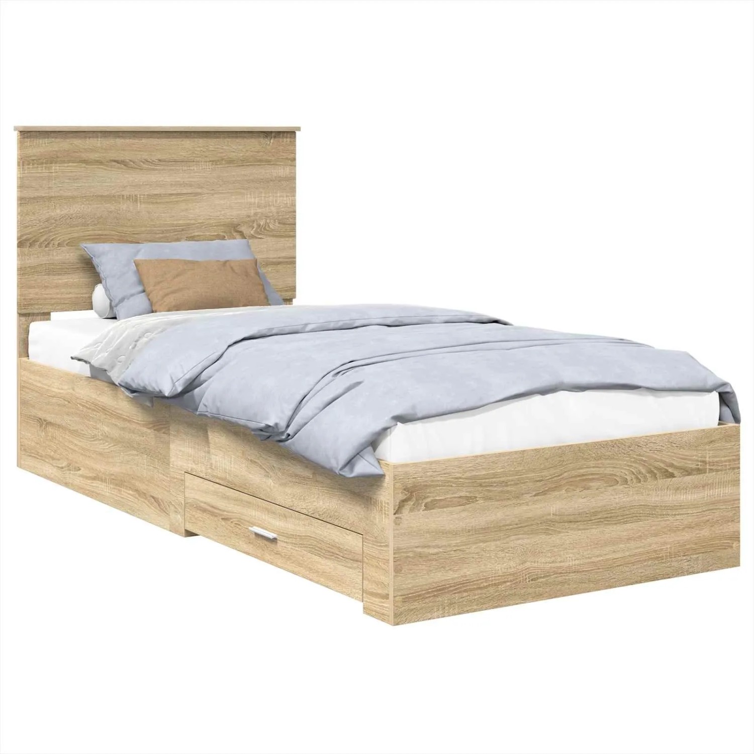 vidaXL Bettrahmen Sonoma Eiche und Silber 75 x 190 cm Holzwerkstoff 3409714