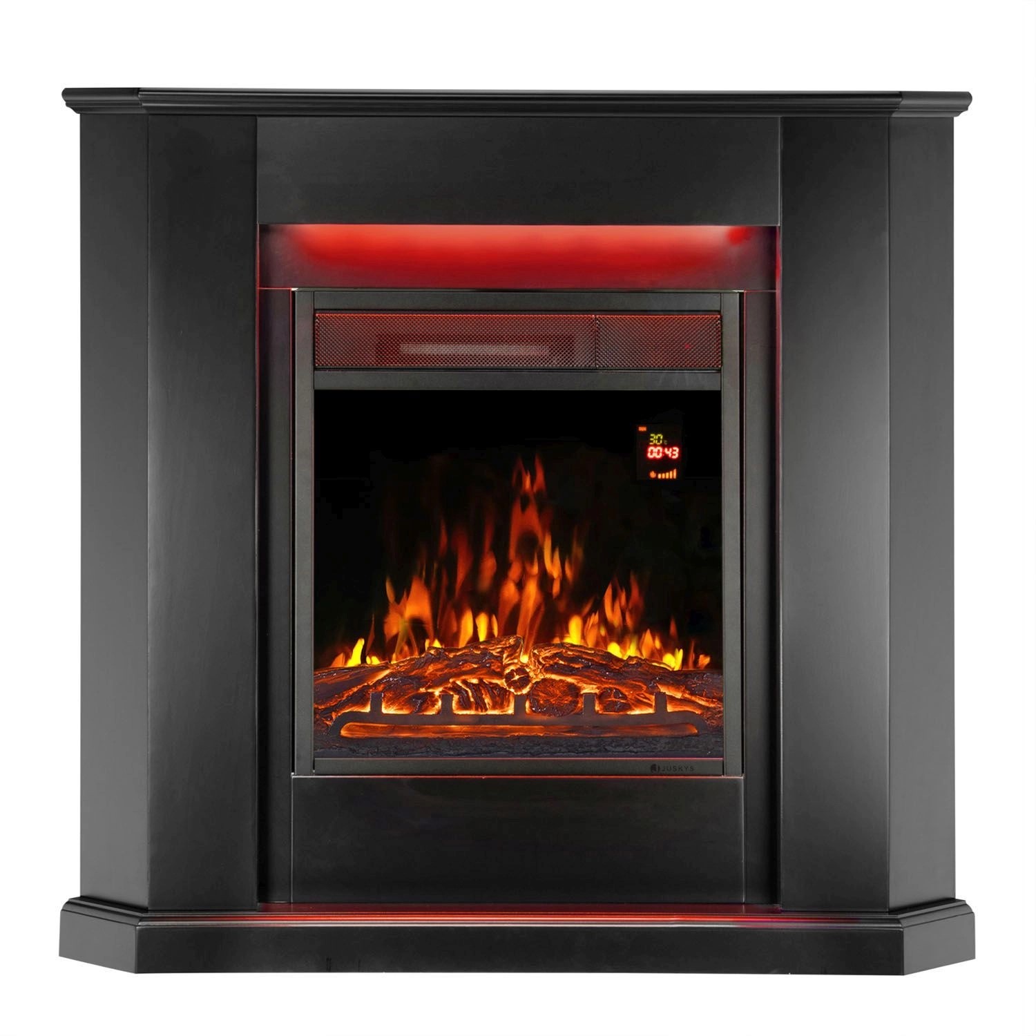 Juskys Elektrokamin Dreieckig mit Heizung & Flammeneffekt 1000/2000 W Schwa günstig online kaufen