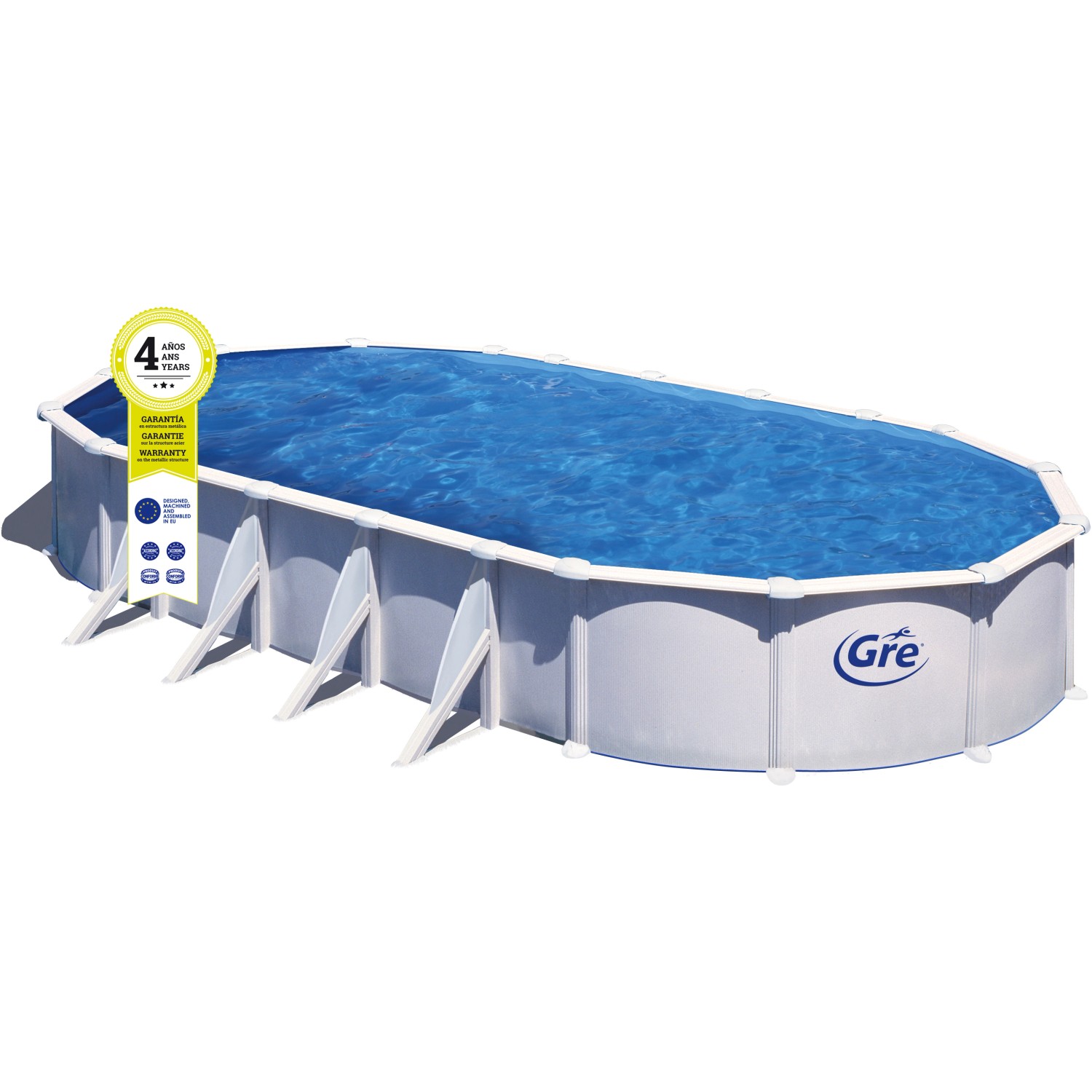 Gre Stahlwand-Pool Atlantis 915 cm x 470 cm x 132 cm Oval Weiß
