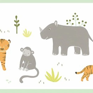 Casadeco Tapetenbordüre Happy Dreams Savannen Tiere Khaki Papier