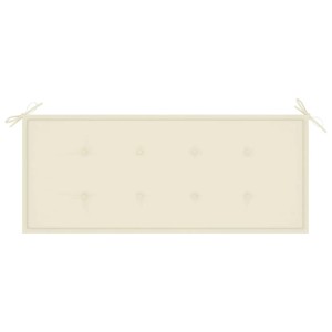 Cremeweiße Auflage für Gartenbank, 120x50 cm, mit Bindebändern.