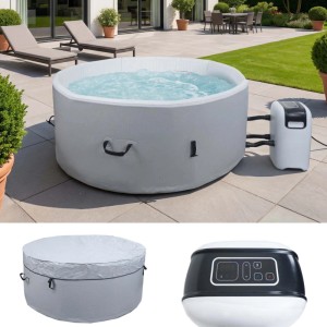MCW Whirlpool N97 4 Personen Heizbar Aufblasbar Pumpe Dropstitch-Gewebe Rund Ø150cm