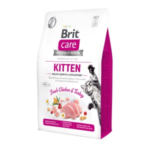 Brit Care Katzen-Trockenfutter Kitten Chicken and Turkey 2kg. Getreidefreies Futter für Kätzchen.