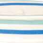 Seifenschale Seauville aus Keramik mit blau-pastellfarbenen Streifen.
