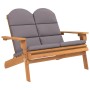 VidaXL Adirondack Gartenbank aus Akazienholz mit grauen Kissen für 2 Personen.