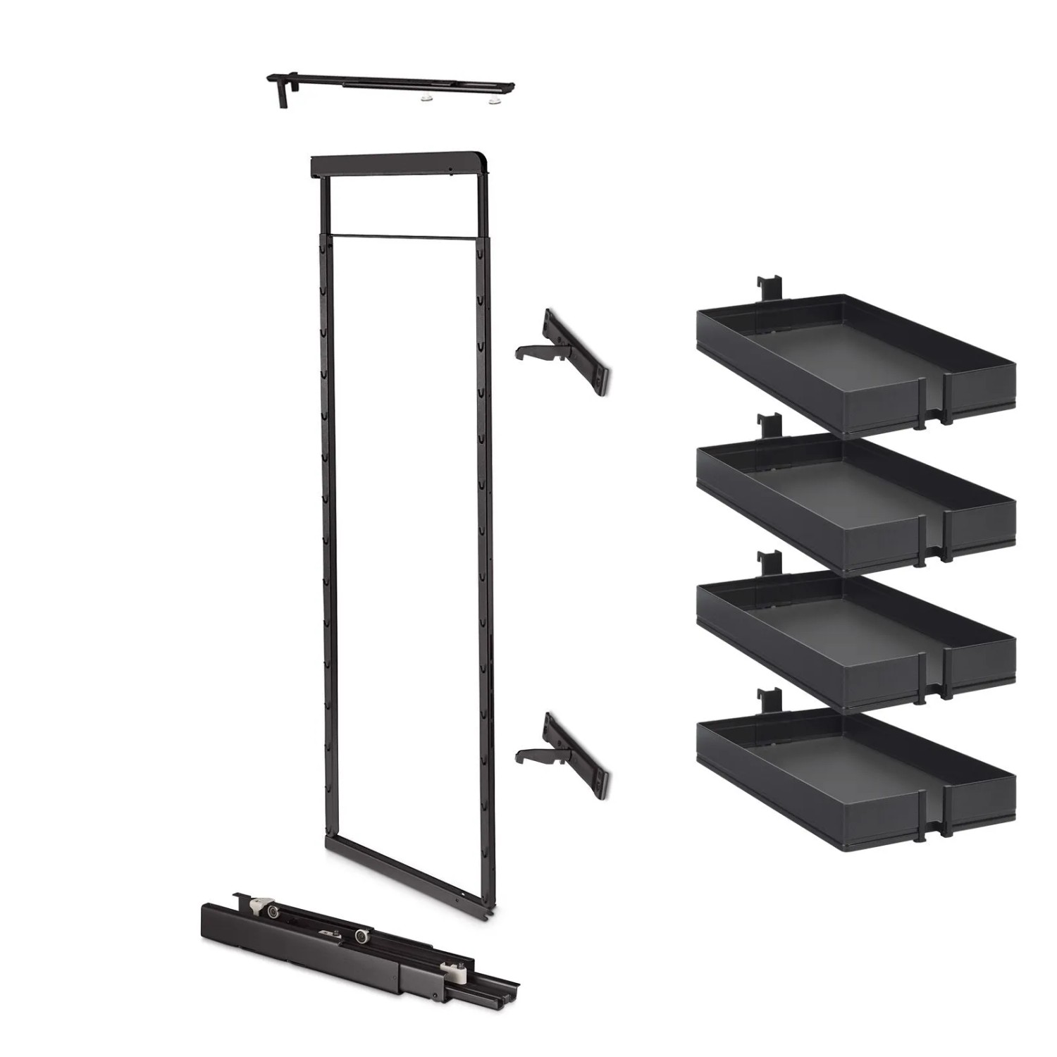 Kesseböhmer DISPENSA-X Anthrazit für Korpusbreite 400 mm Korpushöhe 1200 Bis 1600 mm Apothekerauszug 100 kg Tragkraft mi...
