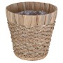 Beige-Natur Pflanzkorb aus Bananenblatt, Ø 24 cm, wasserdicht mit Polybeutel.