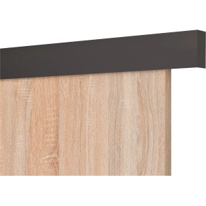Schienen-Set Baseline in Schwarz-Matt mit Holzdekor für Schiebetüren.
