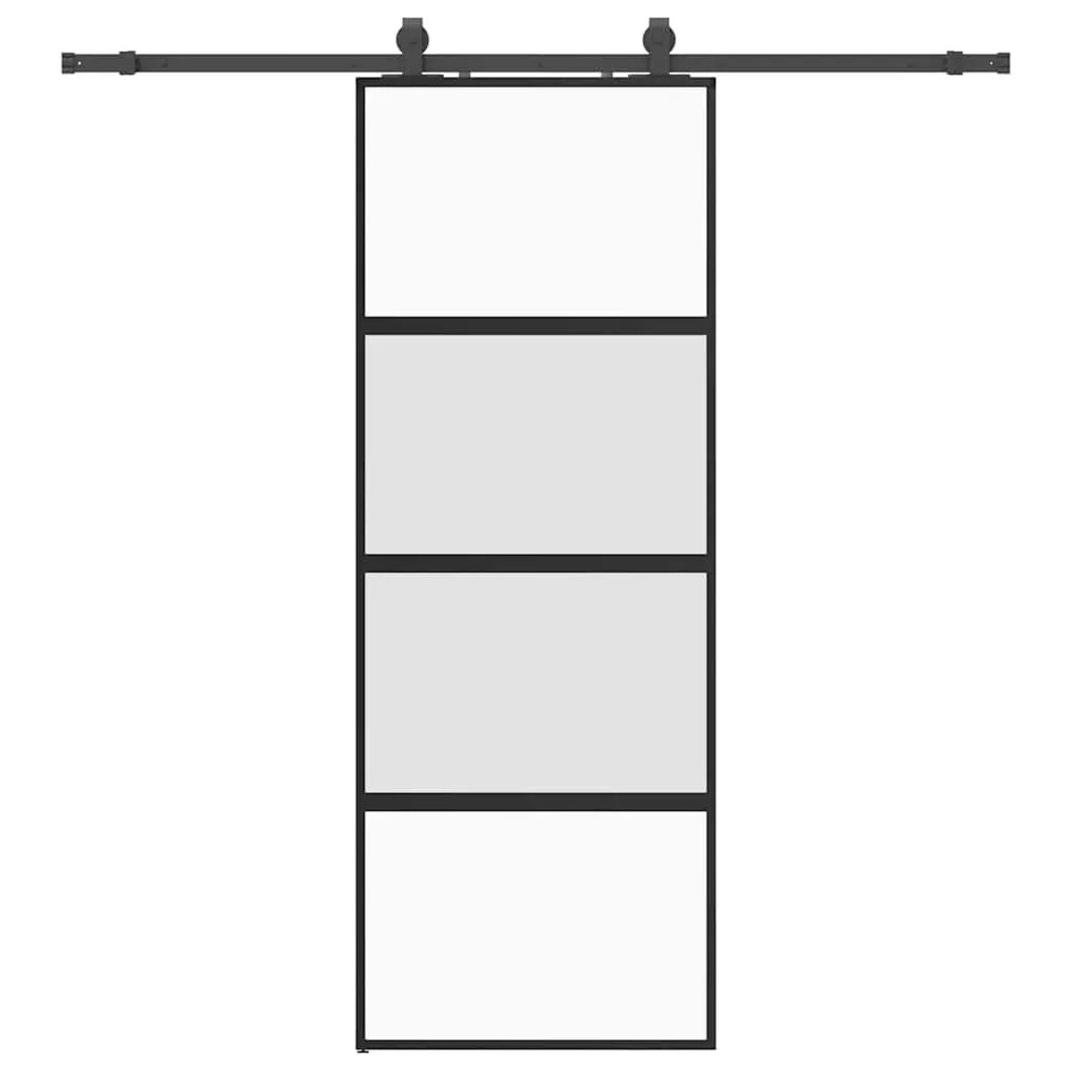 vidaXL Schiebetür mit Beschlag Schwarz 76x205 cm Hartglas 3375889