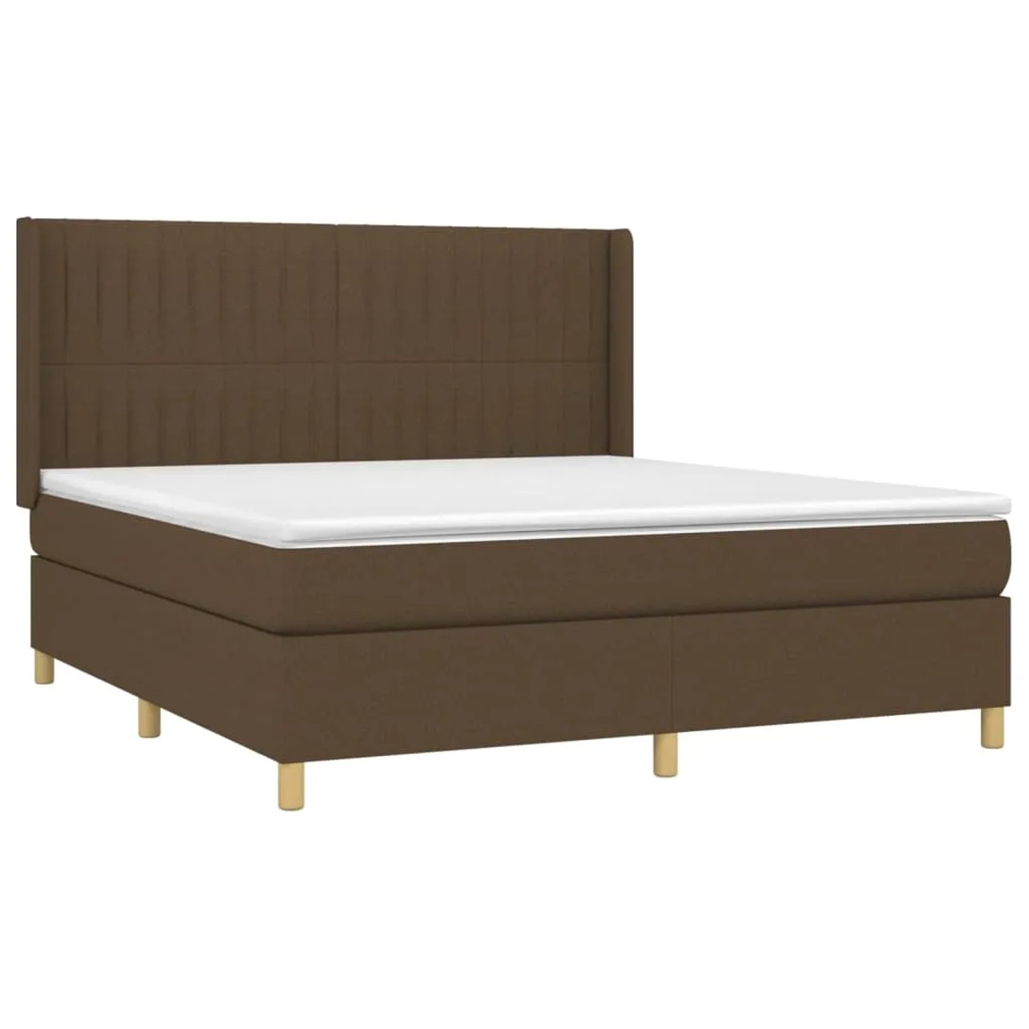 Boxspringbett dunkelbraun (180x200 cm) mit Stoffbezug und Matratze.