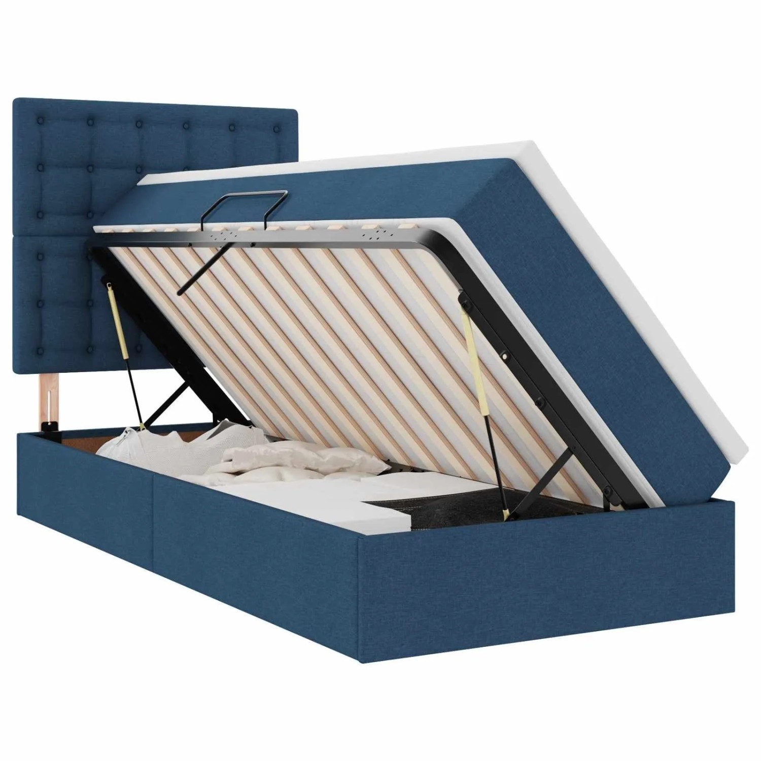 vidaXL Aufbewahrungsbett mit Matratze Blau 90 x 200 cm Polyester 3371885