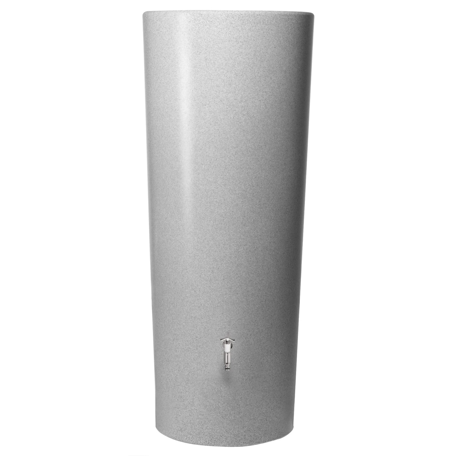 Garantia Regenwasserbehälter Stone 2in1 350 l Silber mit Messinggewinde und Pflanzschale.