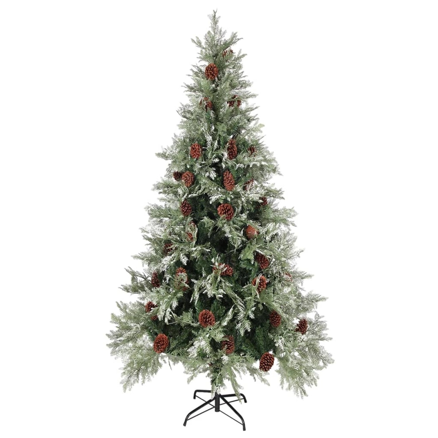 Thumbnail - vidaXL Weihnachtsbaum mit LEDs Kiefernzapfen Grün Weiß 225 cm PVC PE
